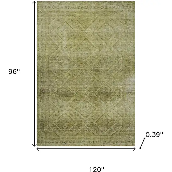 Sage And Beige Geometric Washable Area Rug With UV Protection Photo 9