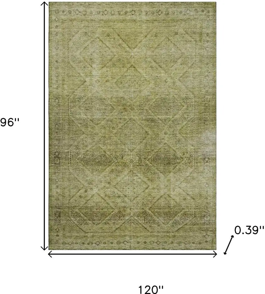 Sage And Beige Geometric Washable Area Rug With UV Protection Photo 9