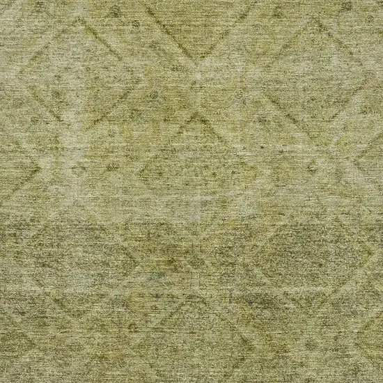 Sage And Beige Geometric Washable Area Rug With UV Protection Photo 3