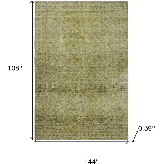 Sage And Beige Geometric Washable Area Rug With UV Protection Photo 9