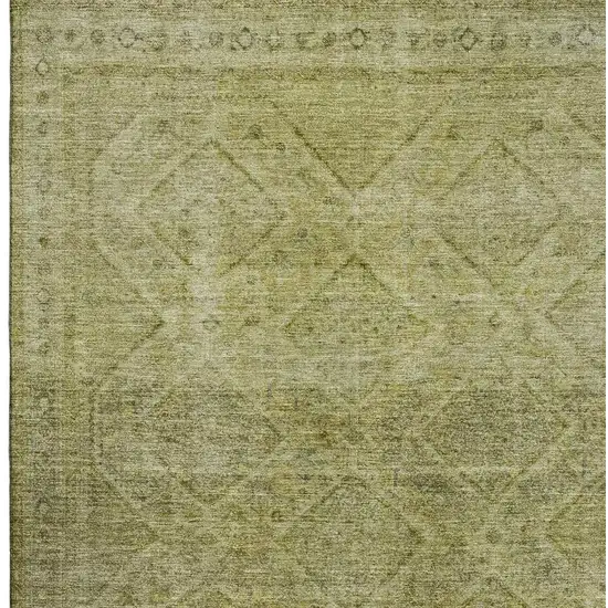 Sage And Beige Geometric Washable Area Rug With UV Protection Photo 4