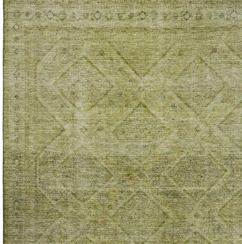Sage And Beige Geometric Washable Area Rug With UV Protection Photo 4