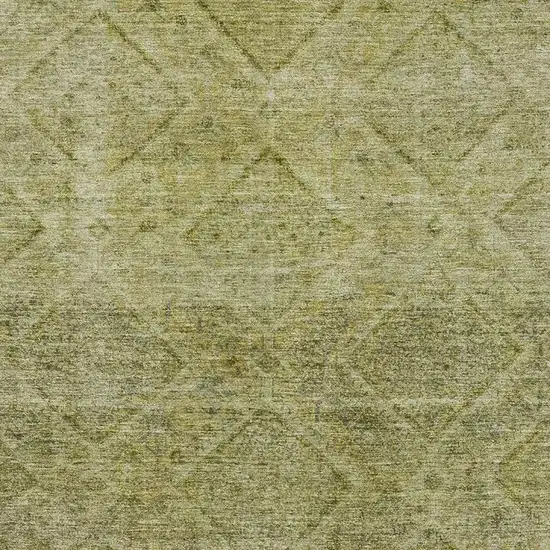 Sage And Beige Geometric Washable Area Rug With UV Protection Photo 3
