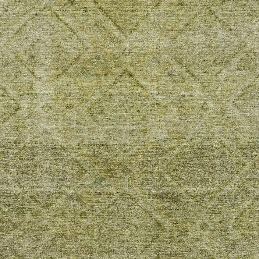 Sage And Beige Geometric Washable Area Rug With UV Protection Photo 3