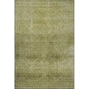 Photo of Sage And Beige Geometric Washable Area Rug With UV Protection