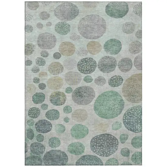 Sage And Beige Geometric Washable Indoor Outdoor Area Rug Photo 8