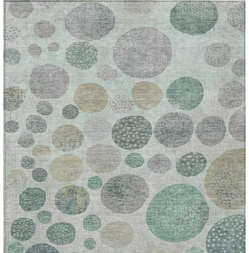 Sage And Beige Geometric Washable Indoor Outdoor Area Rug Photo 1