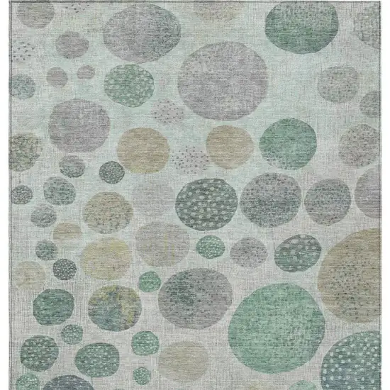 Sage And Beige Geometric Washable Indoor Outdoor Area Rug Photo 9