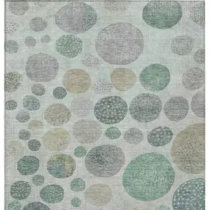 Photo of Sage And Beige Geometric Washable Indoor Outdoor Area Rug