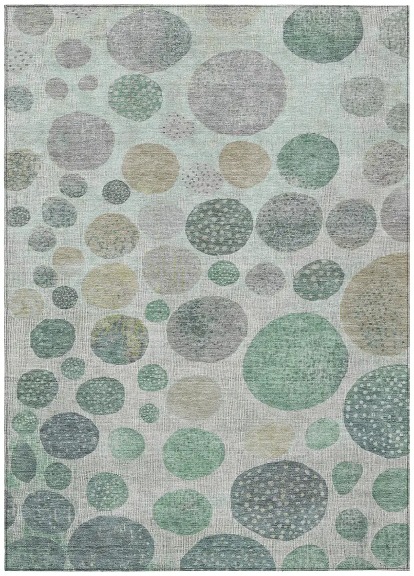 Sage And Beige Geometric Washable Indoor Outdoor Area Rug Photo 8