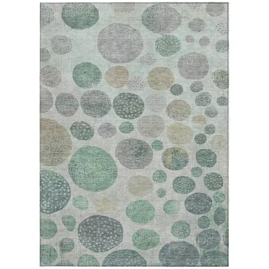 Sage And Beige Geometric Washable Indoor Outdoor Area Rug Photo 8