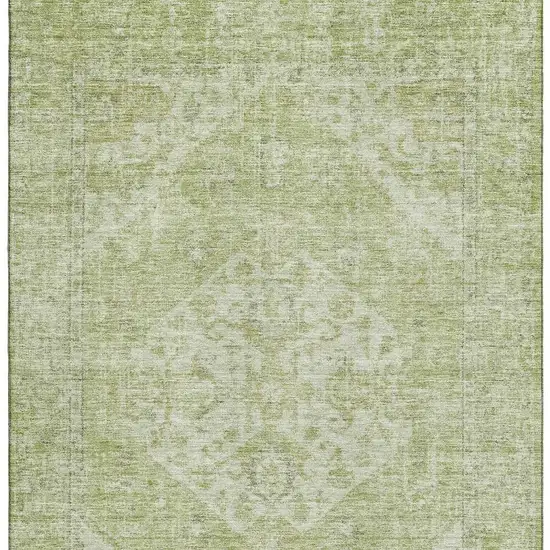 Sage And Beige Medallion Washable Area Rug With UV Protection Photo 3