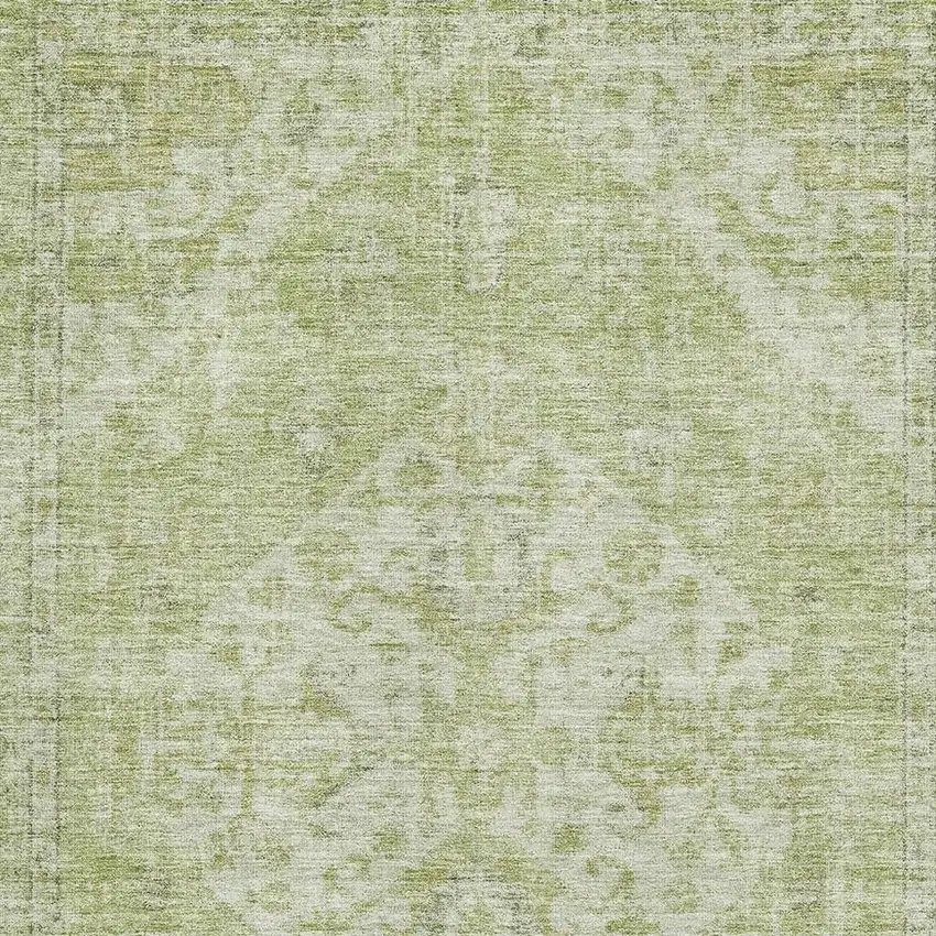 Sage And Beige Medallion Washable Area Rug With UV Protection Photo 2