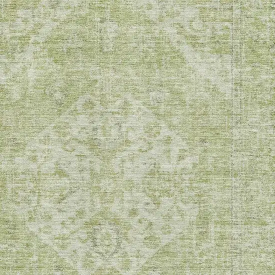 Sage And Beige Medallion Washable Area Rug With UV Protection Photo 2