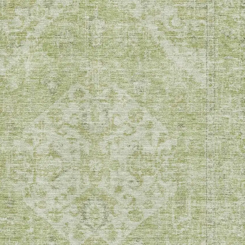 Sage And Beige Medallion Washable Area Rug With UV Protection Photo 2