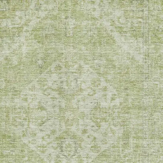 Sage And Beige Medallion Washable Area Rug With UV Protection Photo 2