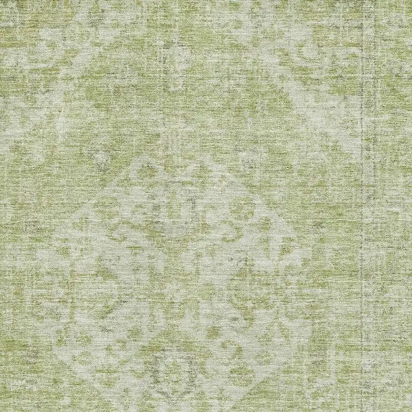 Sage And Beige Medallion Washable Area Rug With UV Protection Photo 2