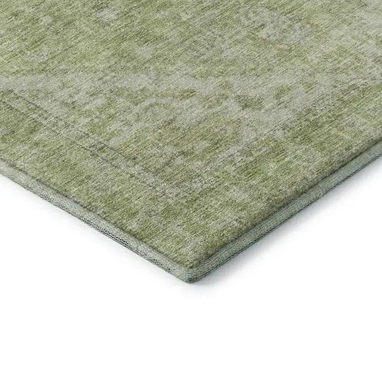 Sage And Beige Medallion Washable Area Rug With UV Protection Photo 7