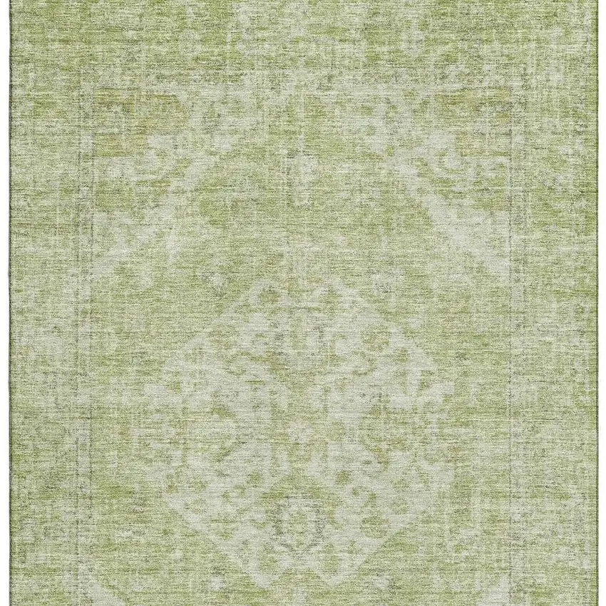 Sage And Beige Medallion Washable Area Rug With UV Protection Photo 3