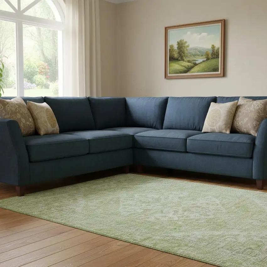 Sage And Beige Medallion Washable Area Rug With UV Protection Photo 2