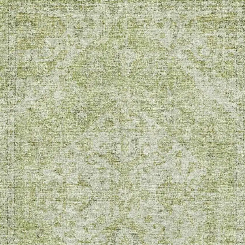 Sage And Beige Medallion Washable Area Rug With UV Protection Photo 2