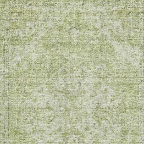 Sage And Beige Medallion Washable Area Rug With UV Protection Photo 2