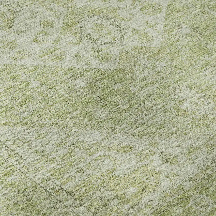 Sage And Beige Medallion Washable Area Rug With UV Protection Photo 9