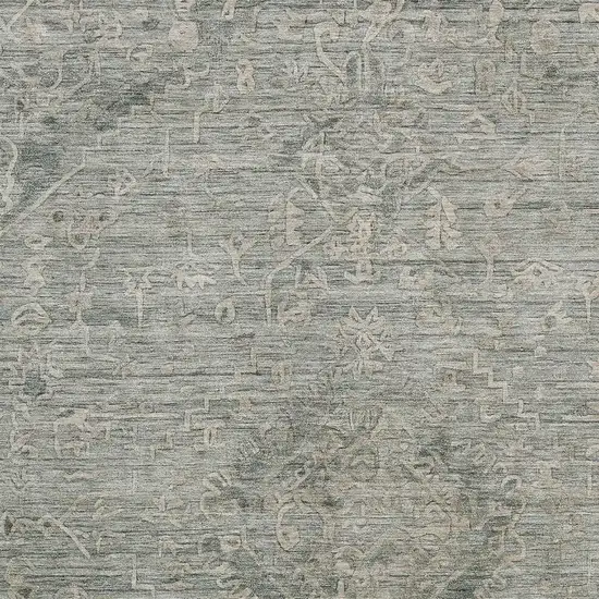 Sage And Beige Medallion Washable Area Rug With UV Protection Photo 3