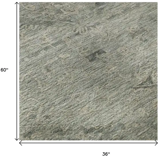 Sage And Beige Medallion Washable Area Rug With UV Protection Photo 9