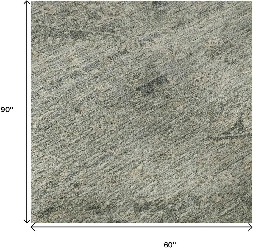 Sage And Beige Medallion Washable Area Rug With UV Protection Photo 8