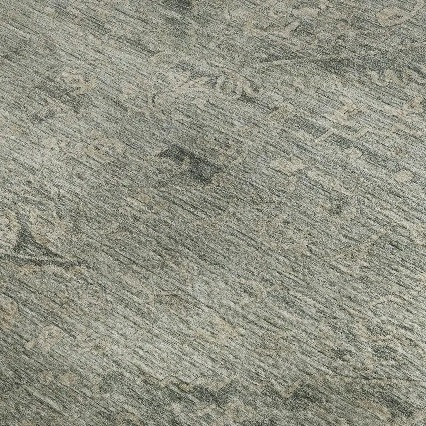 Sage And Beige Medallion Washable Area Rug With UV Protection Photo 2