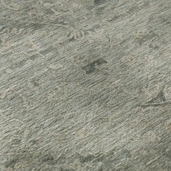 Sage And Beige Medallion Washable Area Rug With UV Protection Photo 1