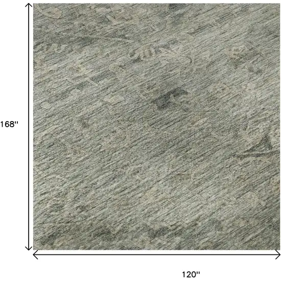 Sage And Beige Medallion Washable Area Rug With UV Protection Photo 8