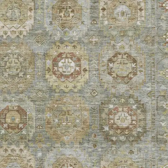 Sage And Beige Medallion Washable Area Rug With UV Protection Photo 3