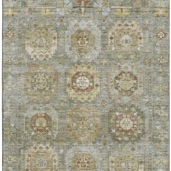 Sage And Beige Medallion Washable Area Rug With UV Protection Photo 4