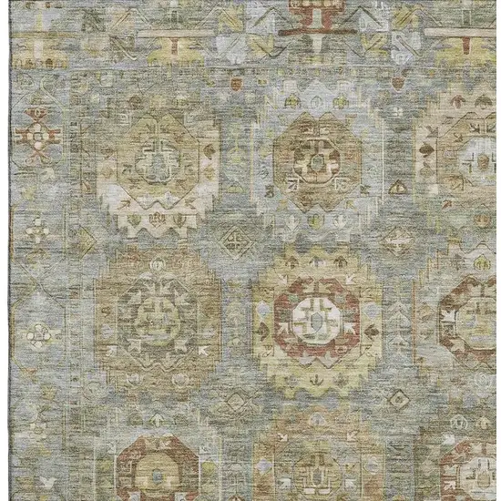 Sage And Beige Medallion Washable Area Rug With UV Protection Photo 3