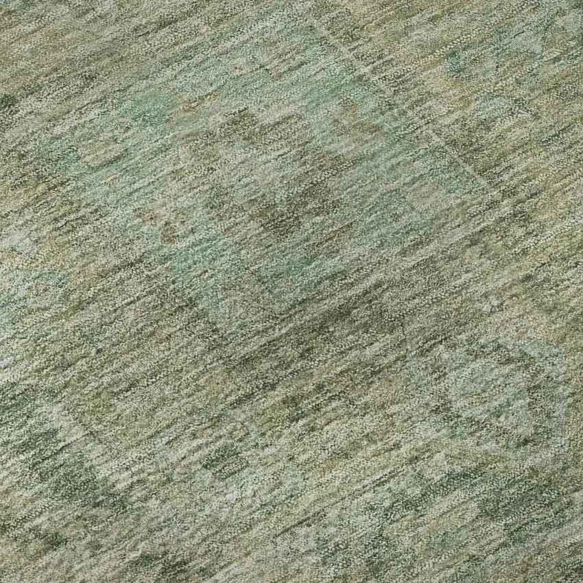 Sage And Beige Oriental Washable Area Rug With UV Protection Photo 9