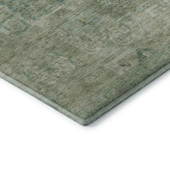 Sage And Beige Oriental Washable Area Rug With UV Protection Photo 6
