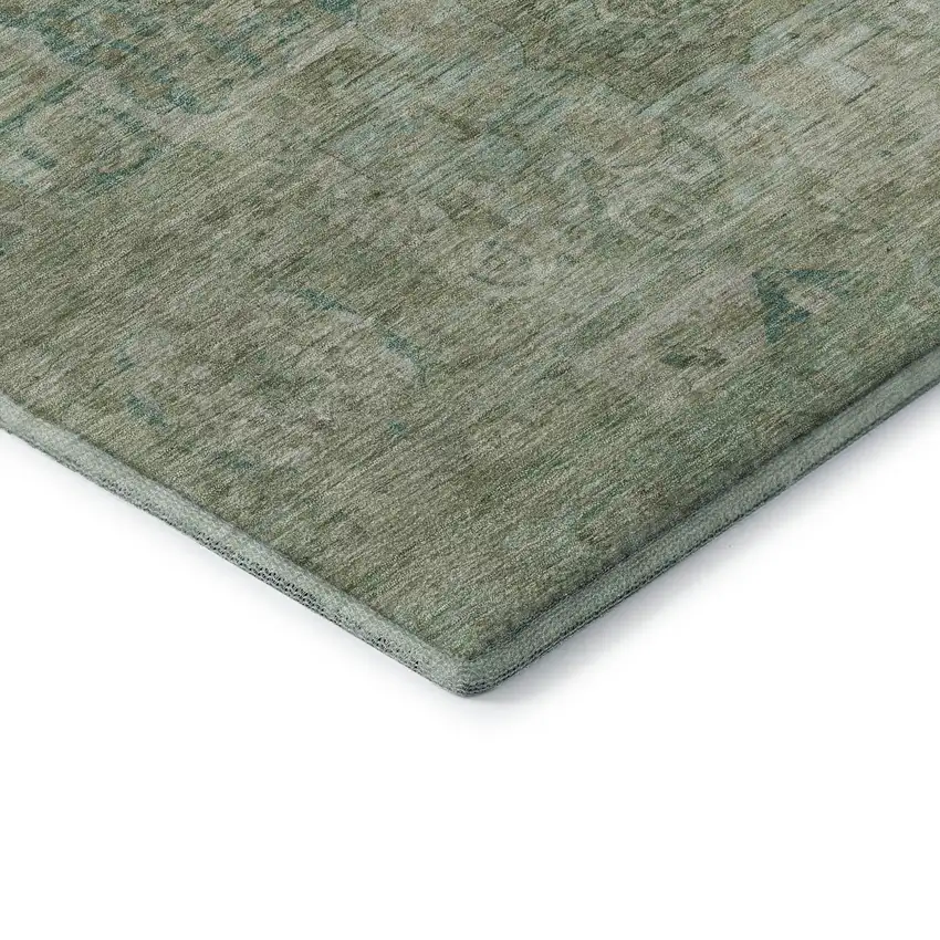 Sage And Beige Oriental Washable Area Rug With UV Protection Photo 6