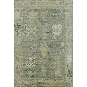 Photo of Sage And Beige Oriental Washable Area Rug With UV Protection