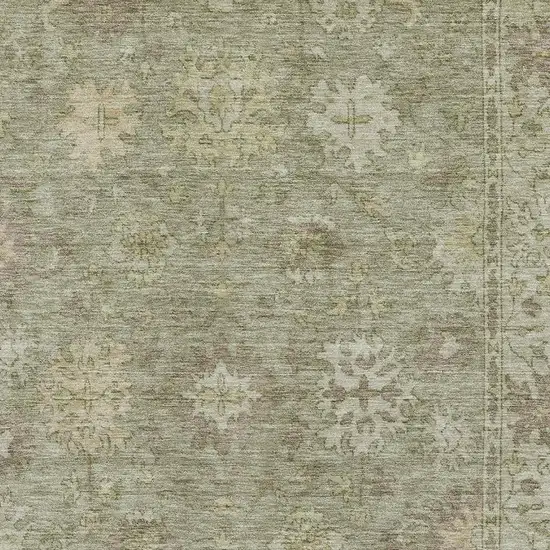 Sage And Beige Oriental Washable Area Rug With UV Protection Photo 3
