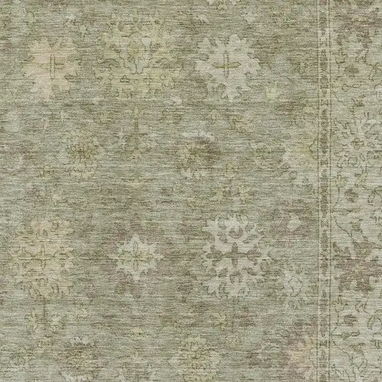 Sage And Beige Oriental Washable Area Rug With UV Protection Photo 3