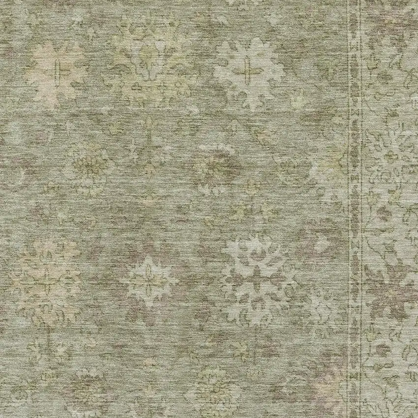 Sage And Beige Oriental Washable Area Rug With UV Protection Photo 3