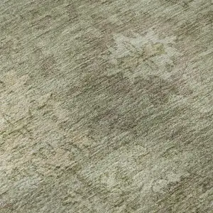 Photo of Sage And Beige Oriental Washable Area Rug With UV Protection