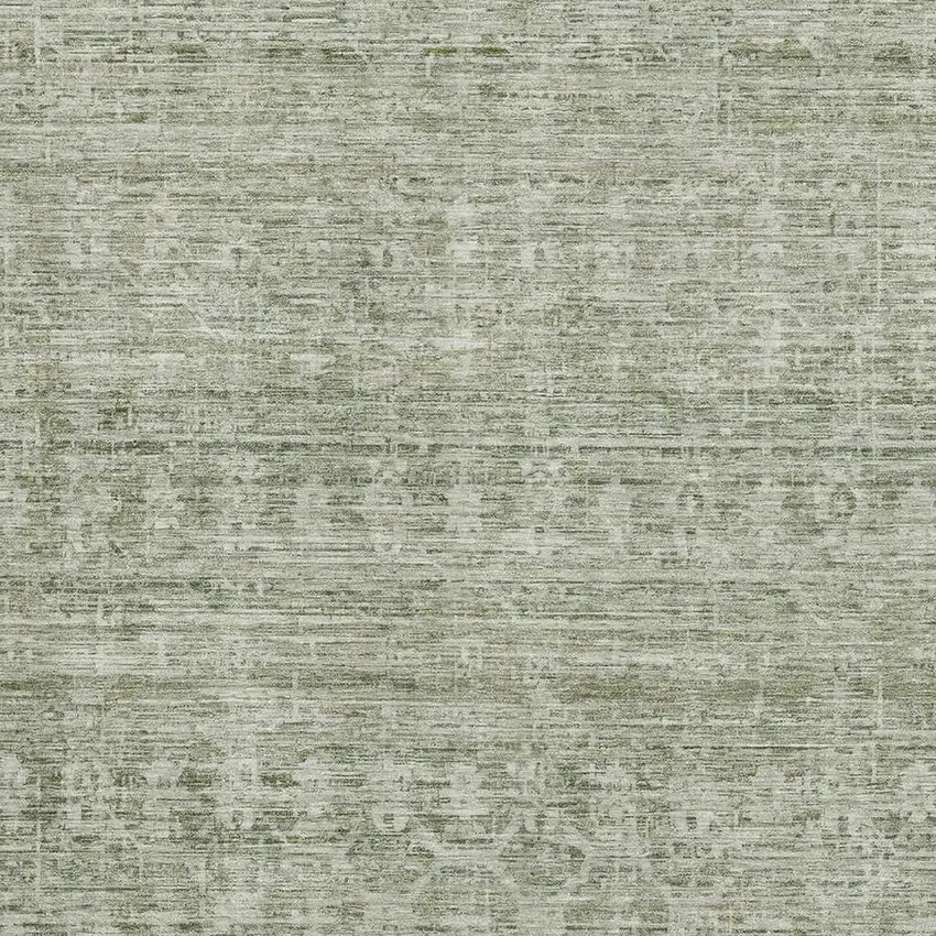 Sage And Beige Striped Washable Area Rug With UV Protection Photo 2
