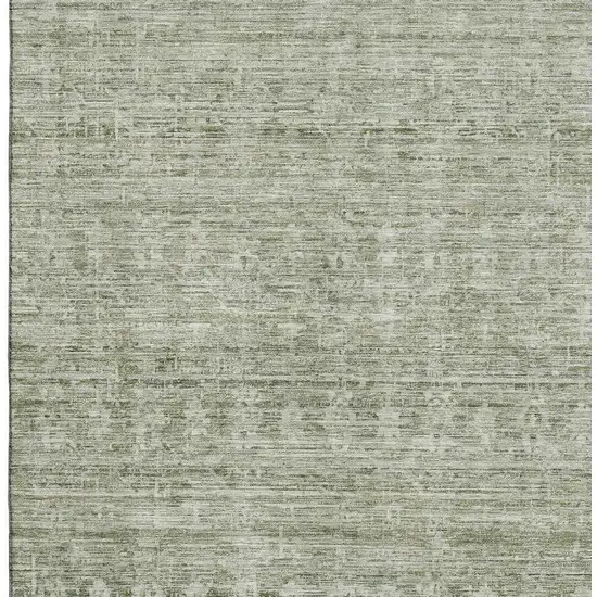 Sage And Beige Striped Washable Area Rug With UV Protection Photo 2