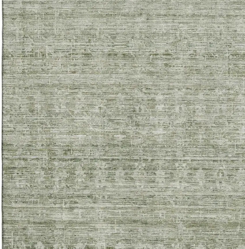 Sage And Beige Striped Washable Area Rug With UV Protection Photo 2