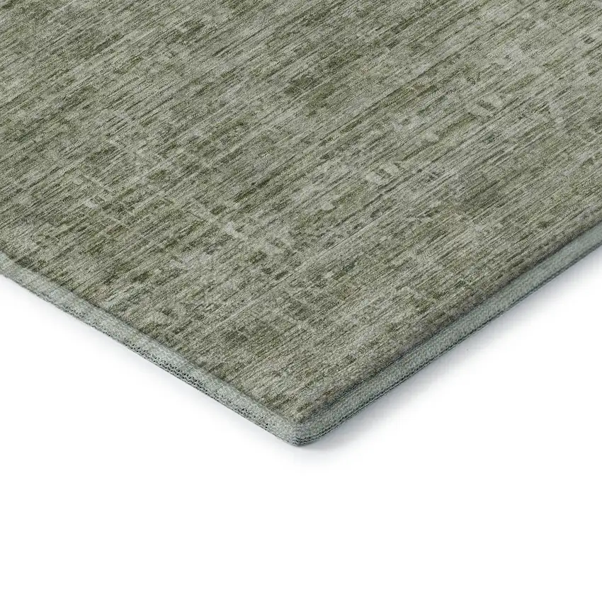 Sage And Beige Striped Washable Area Rug With UV Protection Photo 7