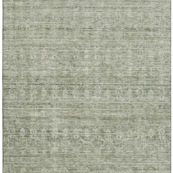 Sage And Beige Striped Washable Area Rug With UV Protection Photo 2