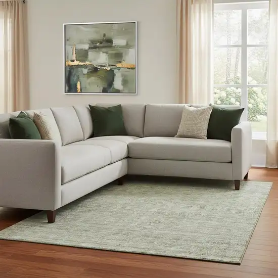 Sage And Beige Striped Washable Area Rug With UV Protection Photo 2